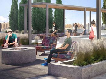 Outdoor fireplace and fire pit with gathering areas and grilling stations
